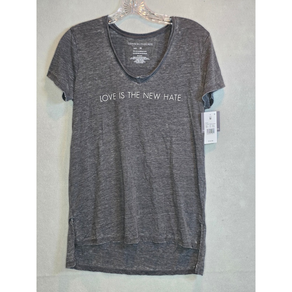 Grayson Threads Love Is The New Hate Graphic Tee Grey V-Neck T0202JT94A Mens M